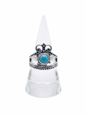 New Woman’s Sterling Silver Blue Turquoise Antique Style Boho Ring Size: 8
